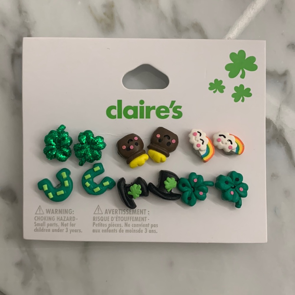 New, 6 pairs Claire’s St. Patrick’s Day Earrings